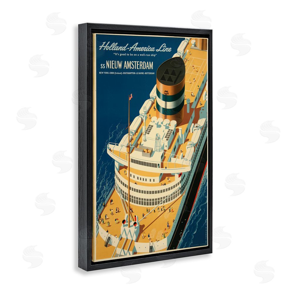 Vintage Posters Nieuw Amsterdam Cruise Ship Black Floating Frame Canvas Wall Art Print