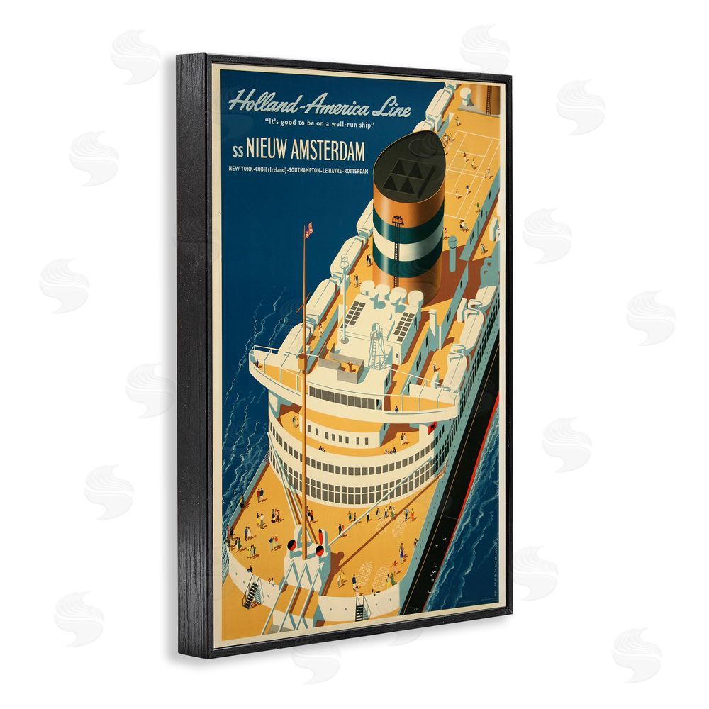 Vintage Posters Nieuw Amsterdam Cruise Ship Black Framed Giclee Wall Art Print