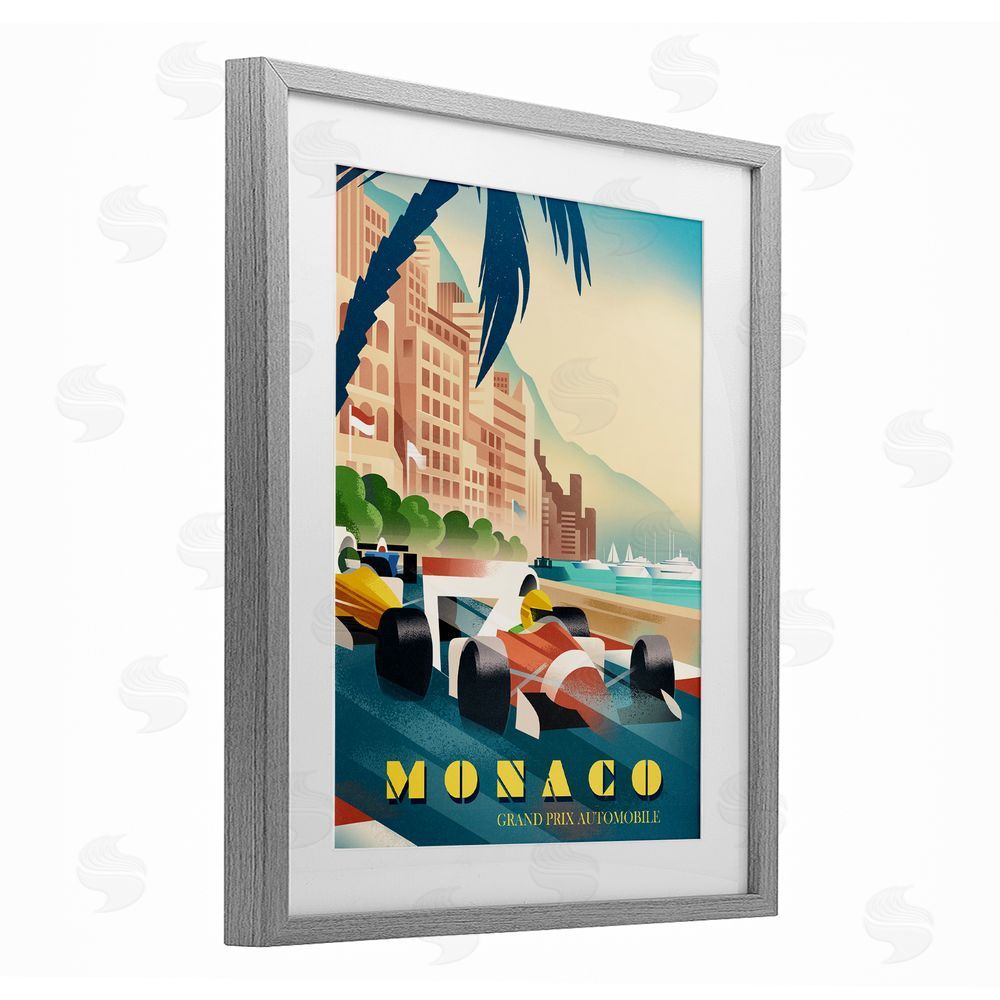 Martin Wickstrom Monaco Grand Prix Racing Gray Framed Print Under Glass Wall Art