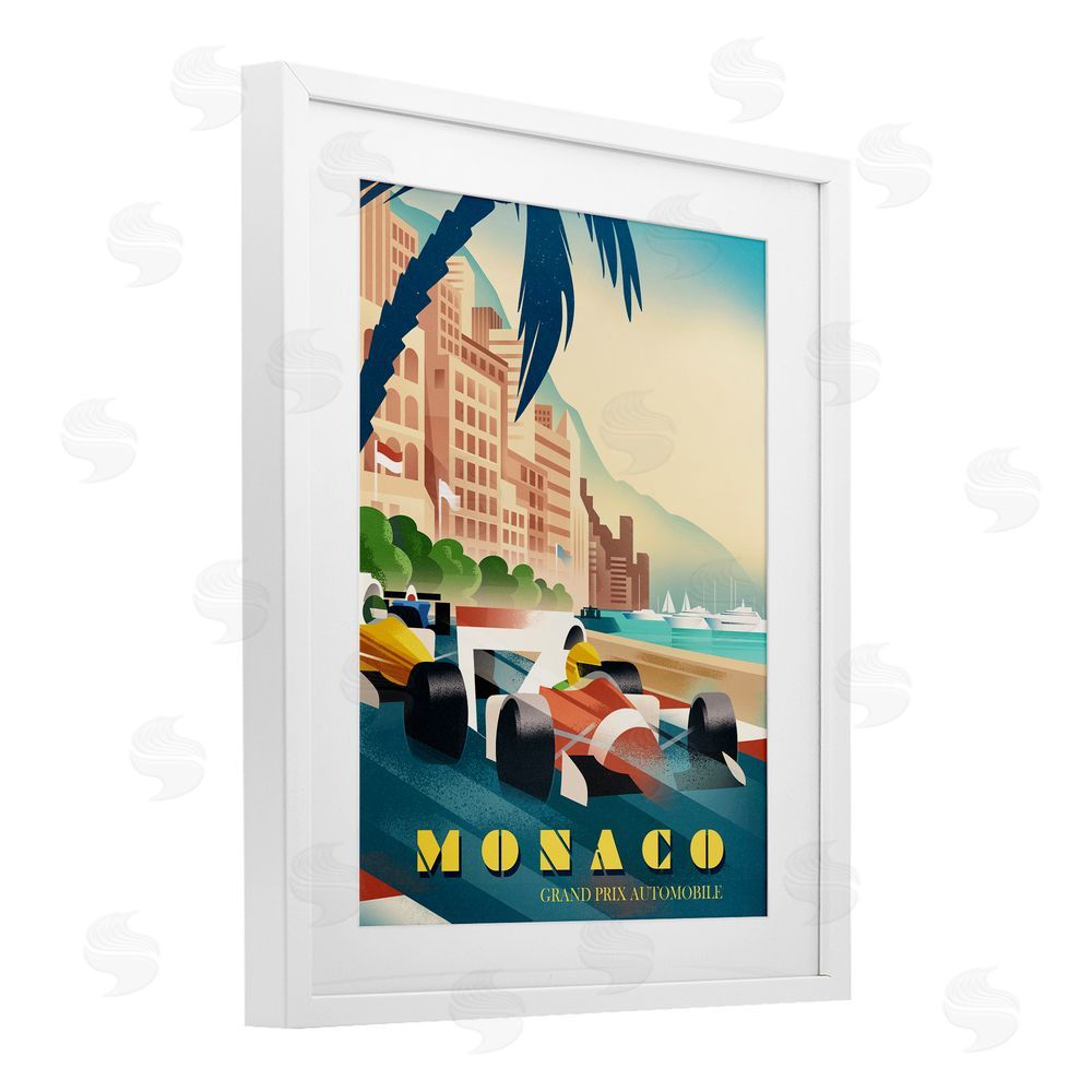 Martin Wickstrom Monaco Grand Prix Racing White Framed Print Under Glass Wall Art