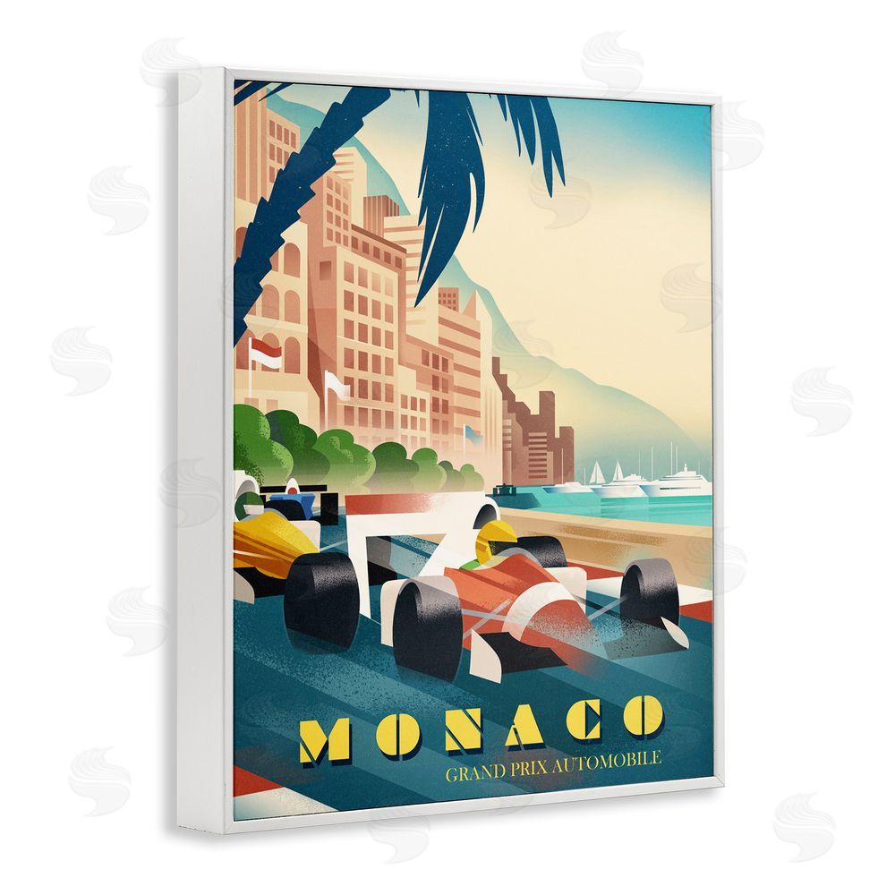 Martin Wickstrom Monaco Grand Prix Racing White Framed Giclee Wall Art Print
