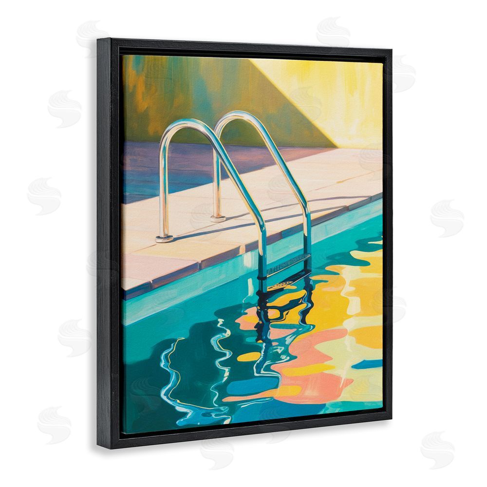 Andreas Magnusson Pool Ladder At Sunset Black Floating Frame Canvas Wall Art Print