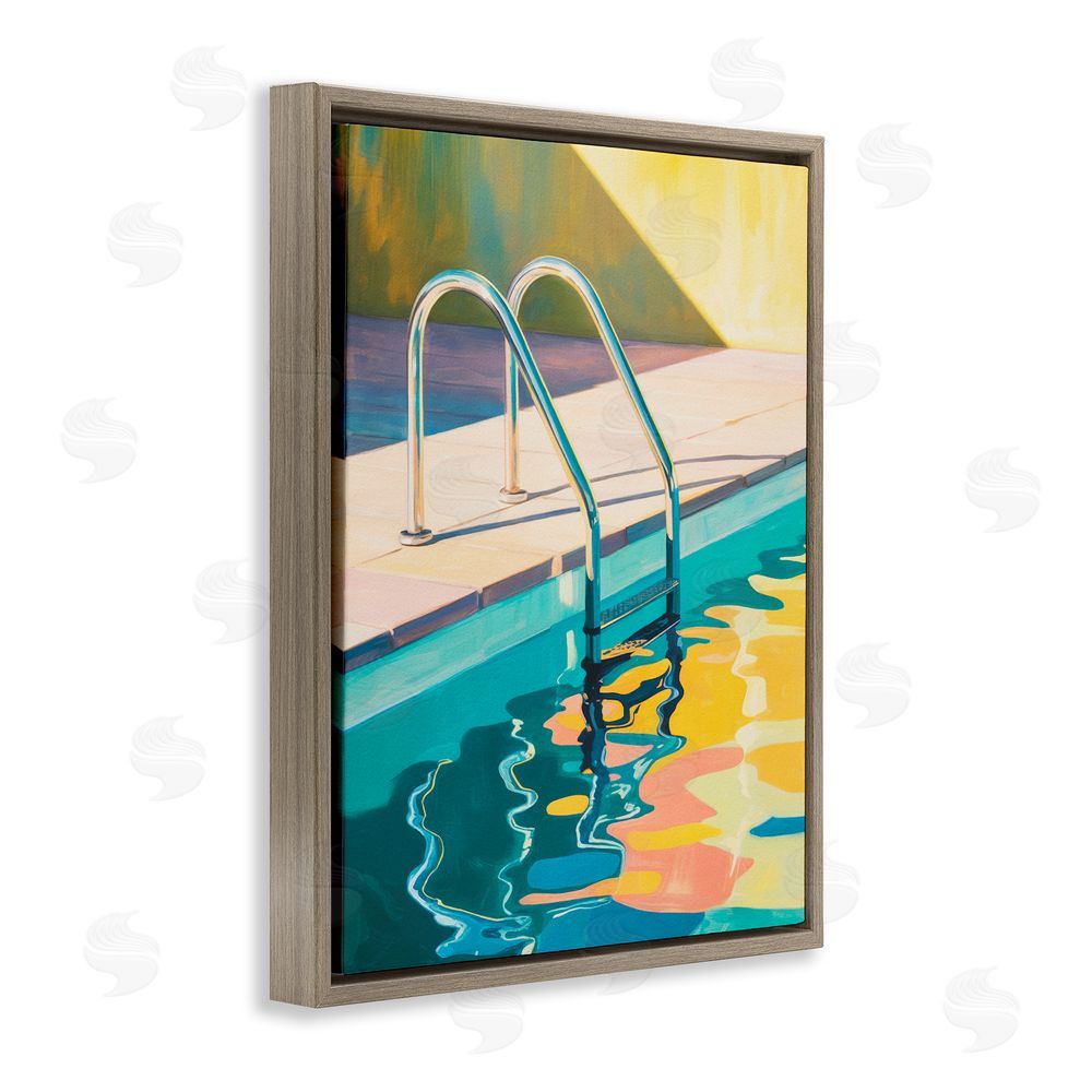 Andreas Magnusson Pool Ladder At Sunset Brown Floating Frame Canvas Wall Art Print