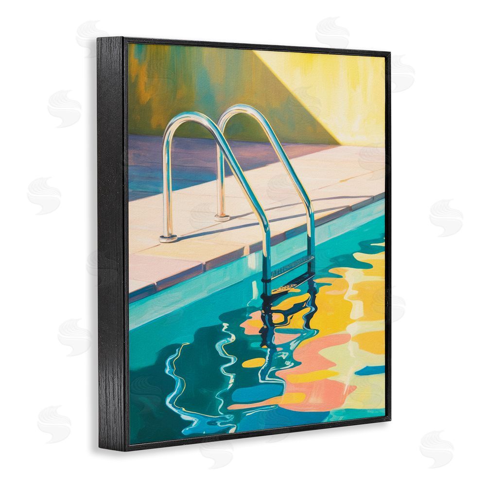 Andreas Magnusson Pool Ladder At Sunset Black Framed Giclee Wall Art Print