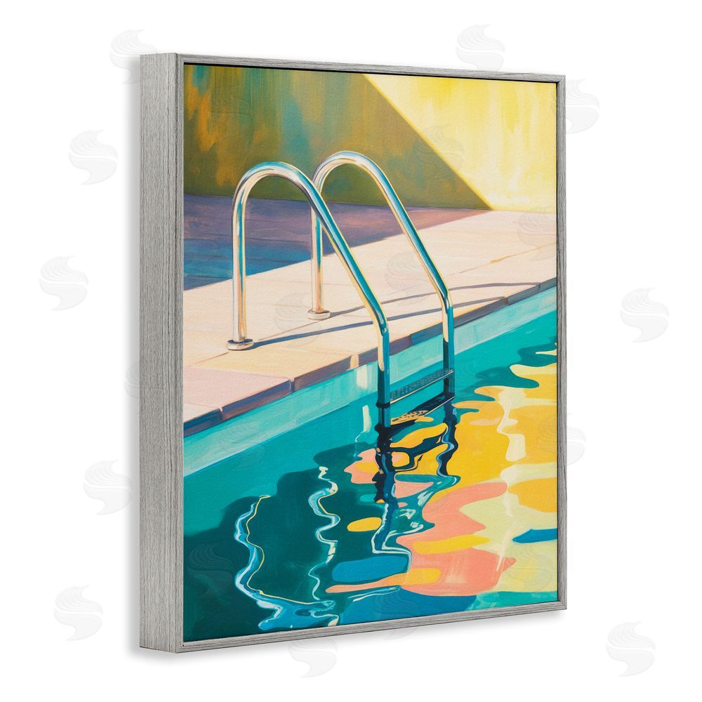 Andreas Magnusson Pool Ladder At Sunset Gray Framed Giclee Wall Art Print