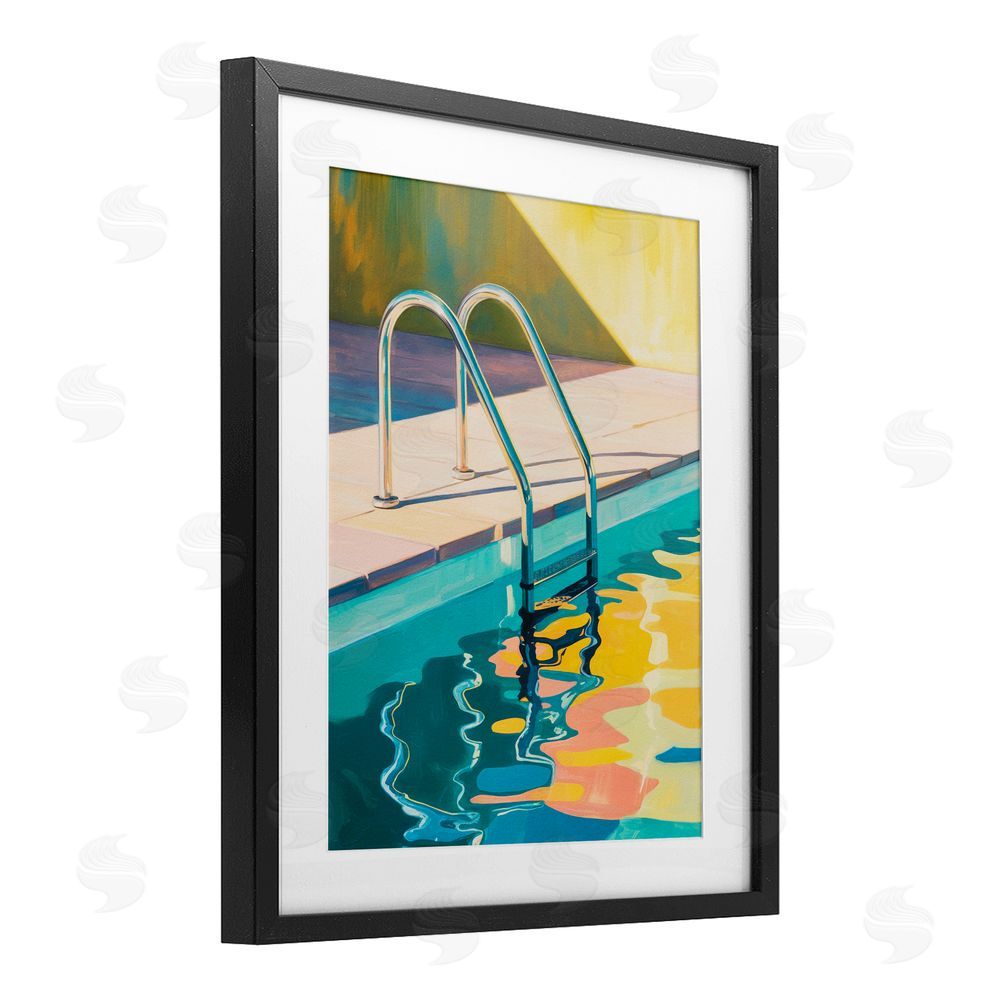 Andreas Magnusson Pool Ladder At Sunset Black Framed Print Under Glass Wall Art