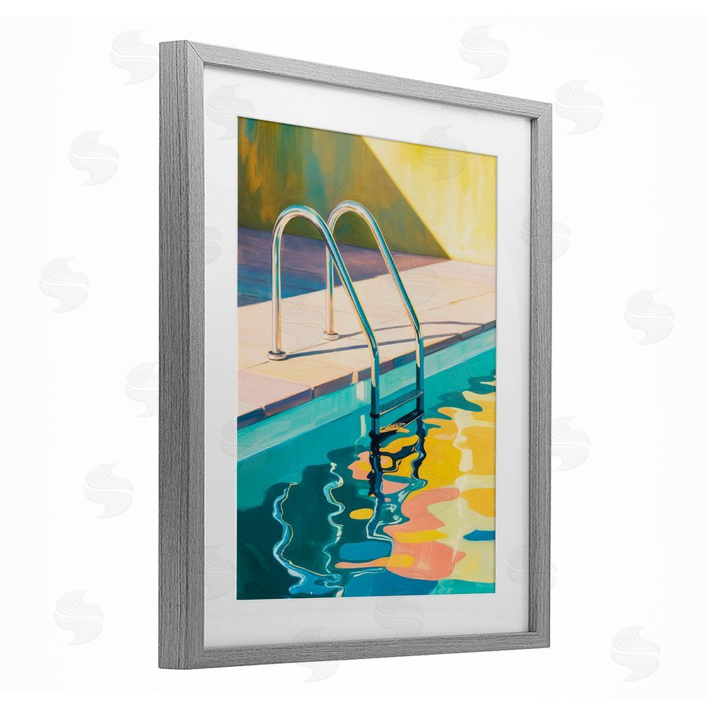 Andreas Magnusson Pool Ladder At Sunset Gray Framed Print Under Glass Wall Art