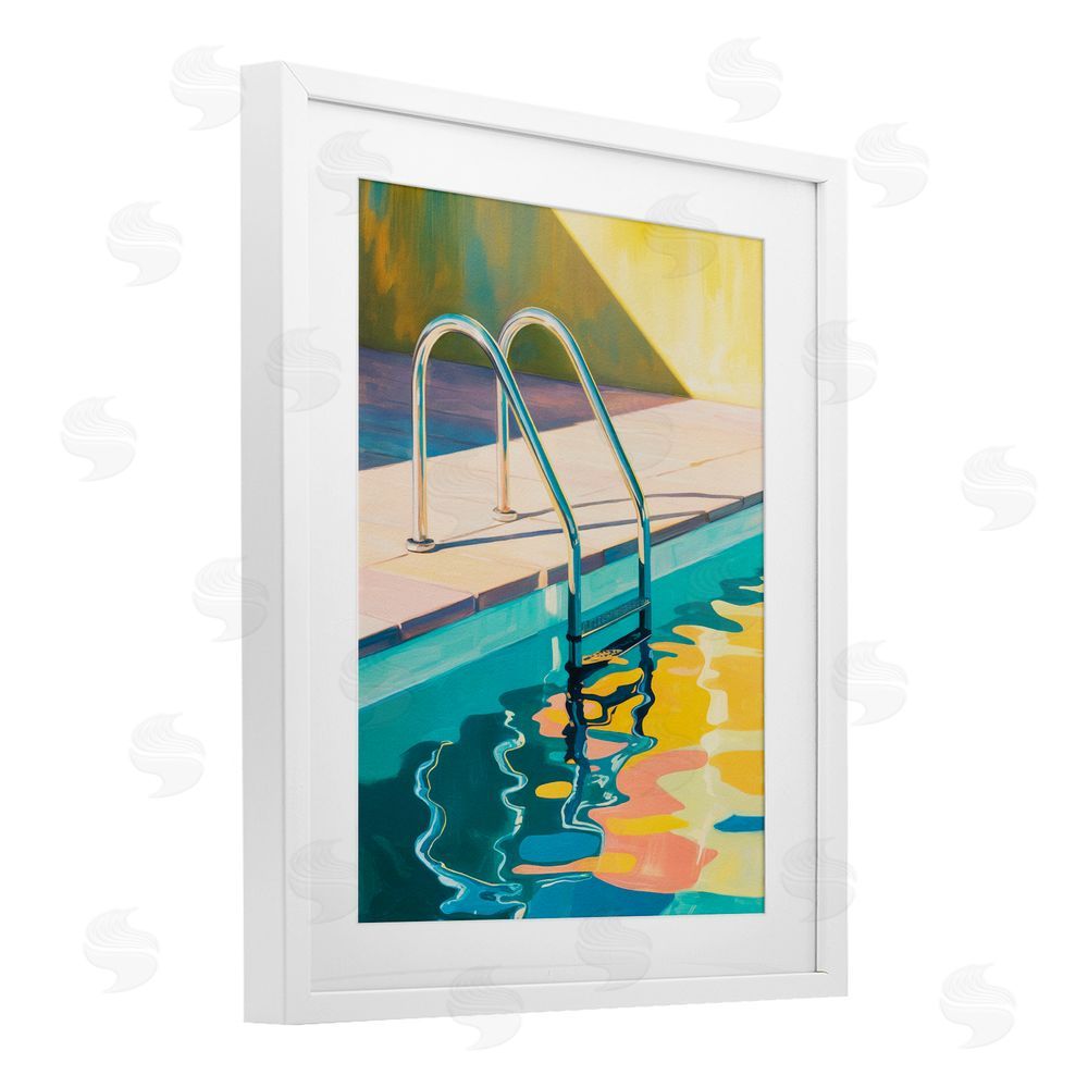 Andreas Magnusson Pool Ladder At Sunset White Framed Print Under Glass Wall Art