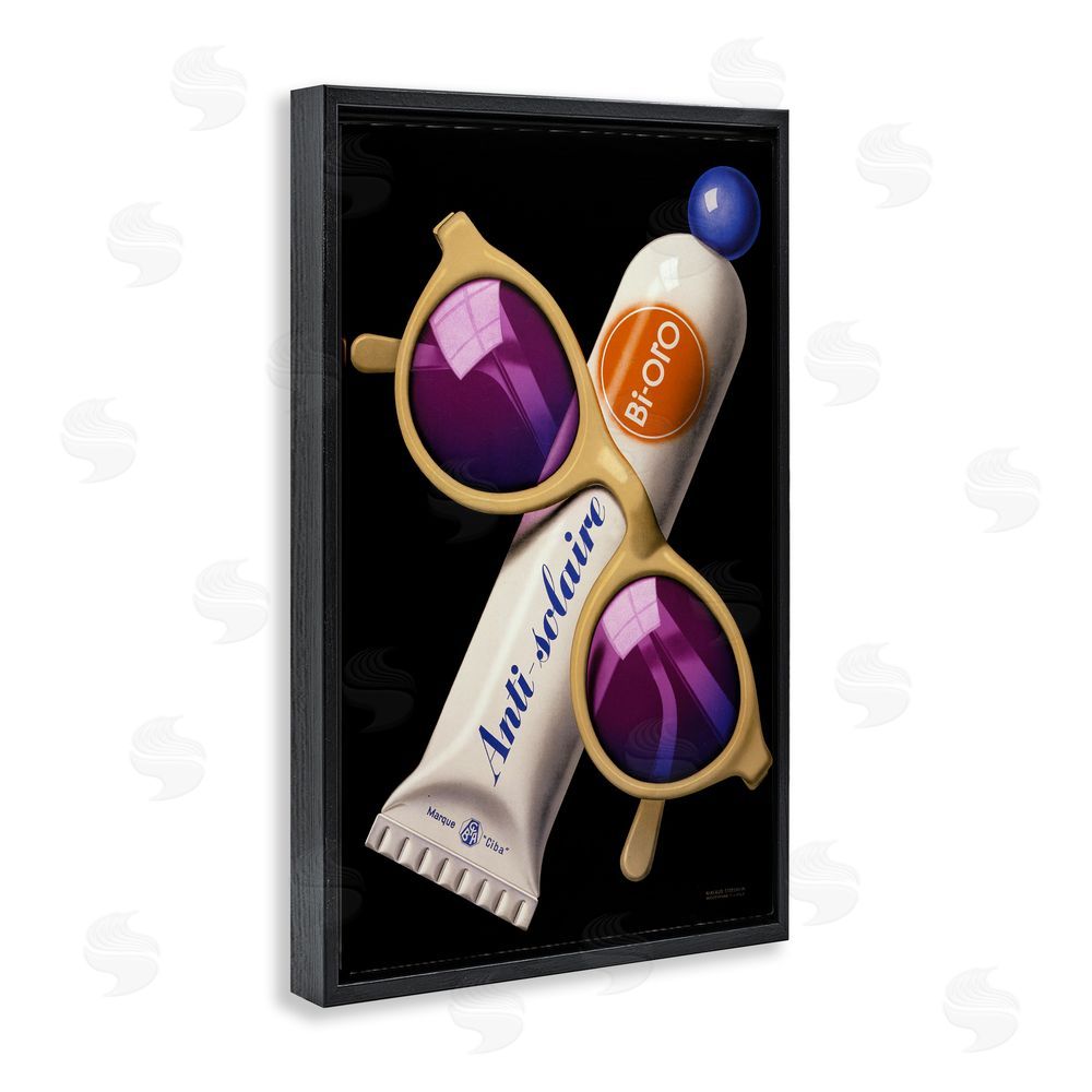 Print Collection Sunblock & Sunglasses Black Floating Frame Canvas Wall Art Print