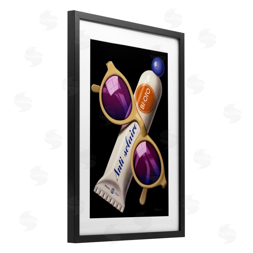 Print Collection Sunblock & Sunglasses Black Framed Print Under Glass Wall Art
