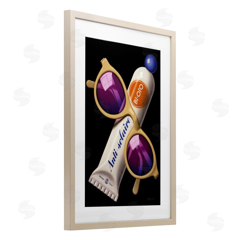 Print Collection Sunblock & Sunglasses Brown Framed Print Under Glass Wall Art