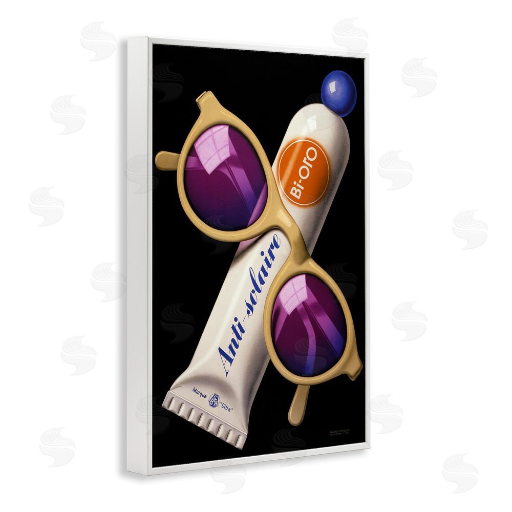 Print Collection Sunblock & Sunglasses White Framed Giclee Wall Art Print