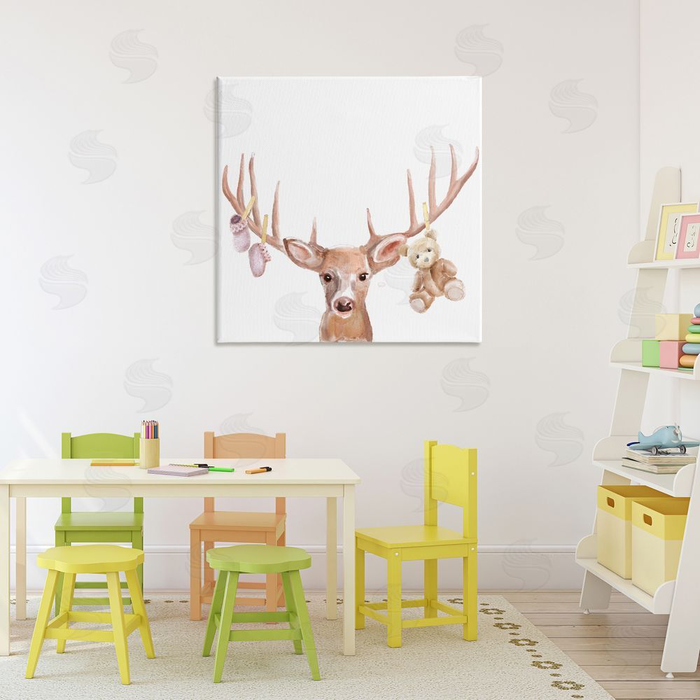 Ali Lynne Baby Girl Deer Antlers Stretched Canvas Wall Art in Room