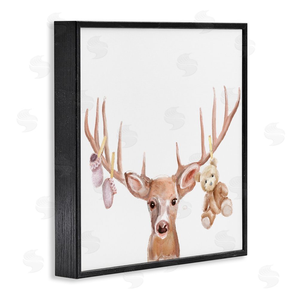 Ali Lynne Baby Girl Deer Antlers Black Framed Giclee Wall Art Print