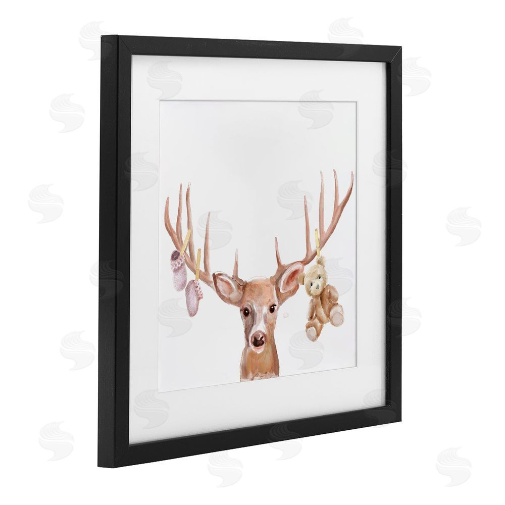 Ali Lynne Baby Girl Deer Antlers Black Framed Print Under Glass Wall Art