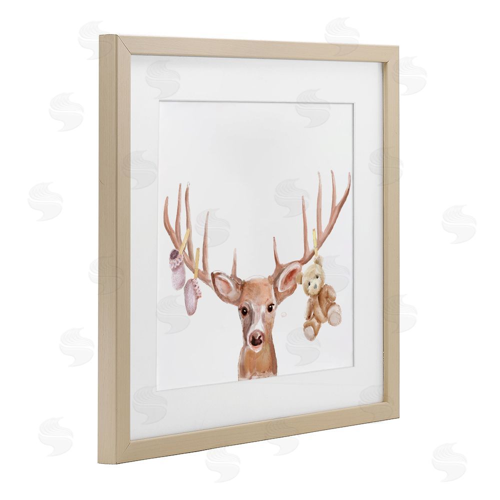 Ali Lynne Baby Girl Deer Antlers Brown Framed Print Under Glass Wall Art