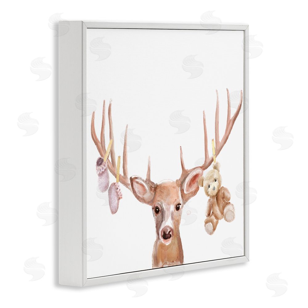 Ali Lynne Baby Girl Deer Antlers White Framed Giclee Wall Art Print