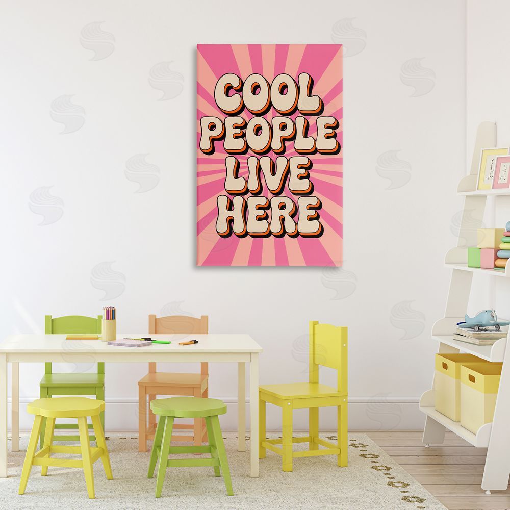 Andreas Magnusson Groovy Cool People Live Here Stretched Canvas Wall Art in Room