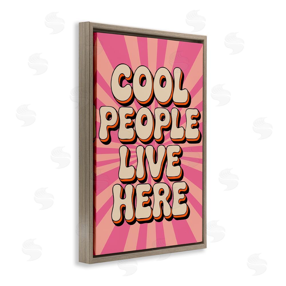 Andreas Magnusson Groovy Cool People Live Here Brown Floating Frame Canvas Wall Art