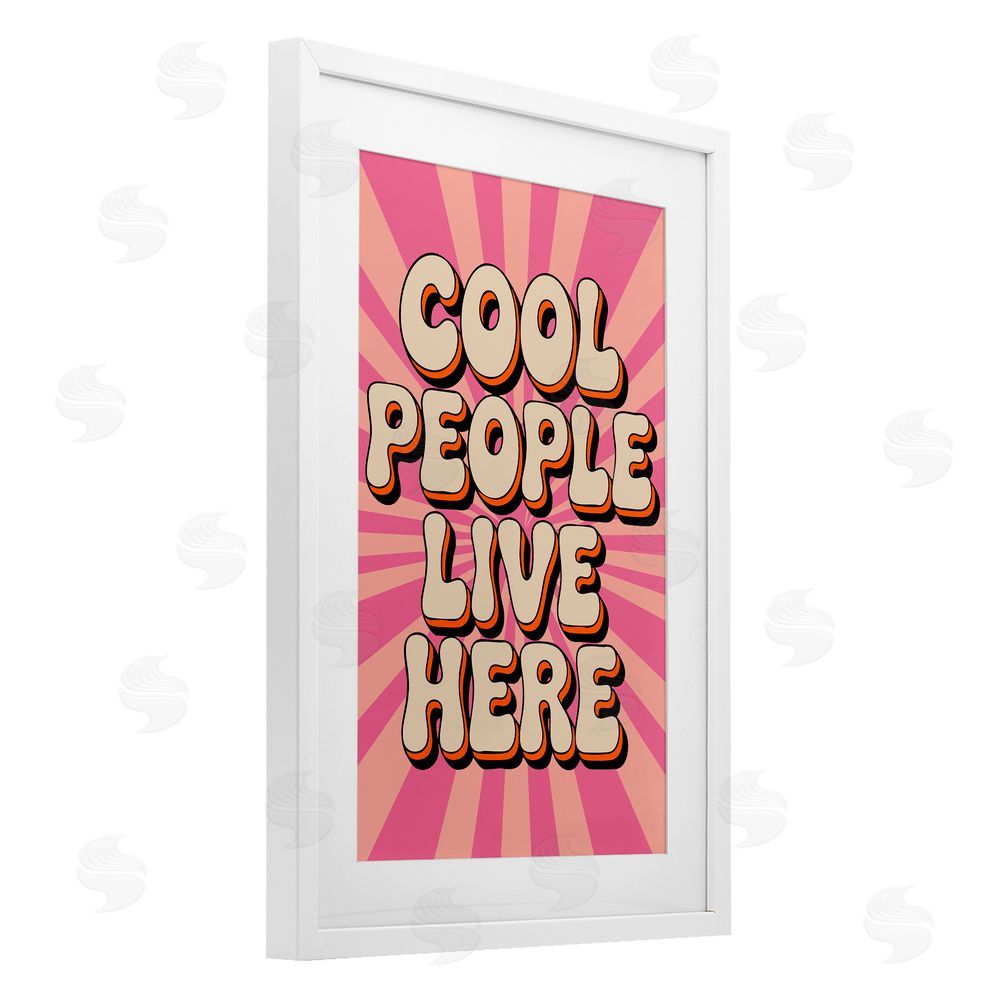 Andreas Magnusson Groovy Cool People Live Here White Framed Print Under Glass with Mat Wall Art