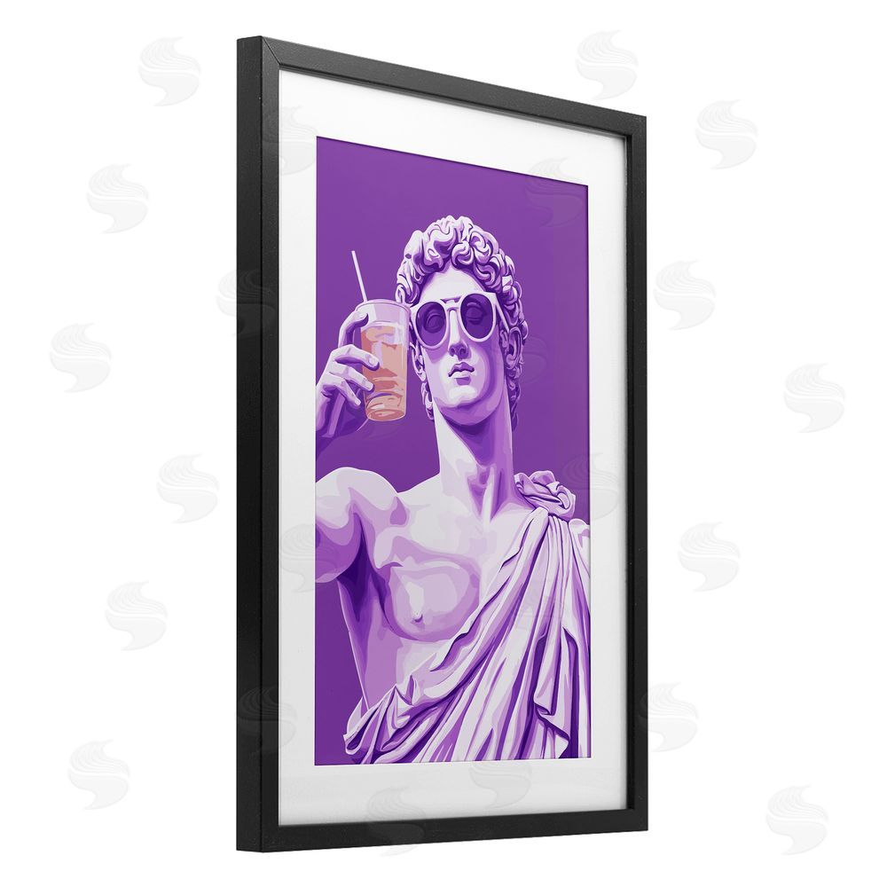 Andreas Magnusson Greek Statue Cheers Black Framed Print Under Glass with Mat Wall Art