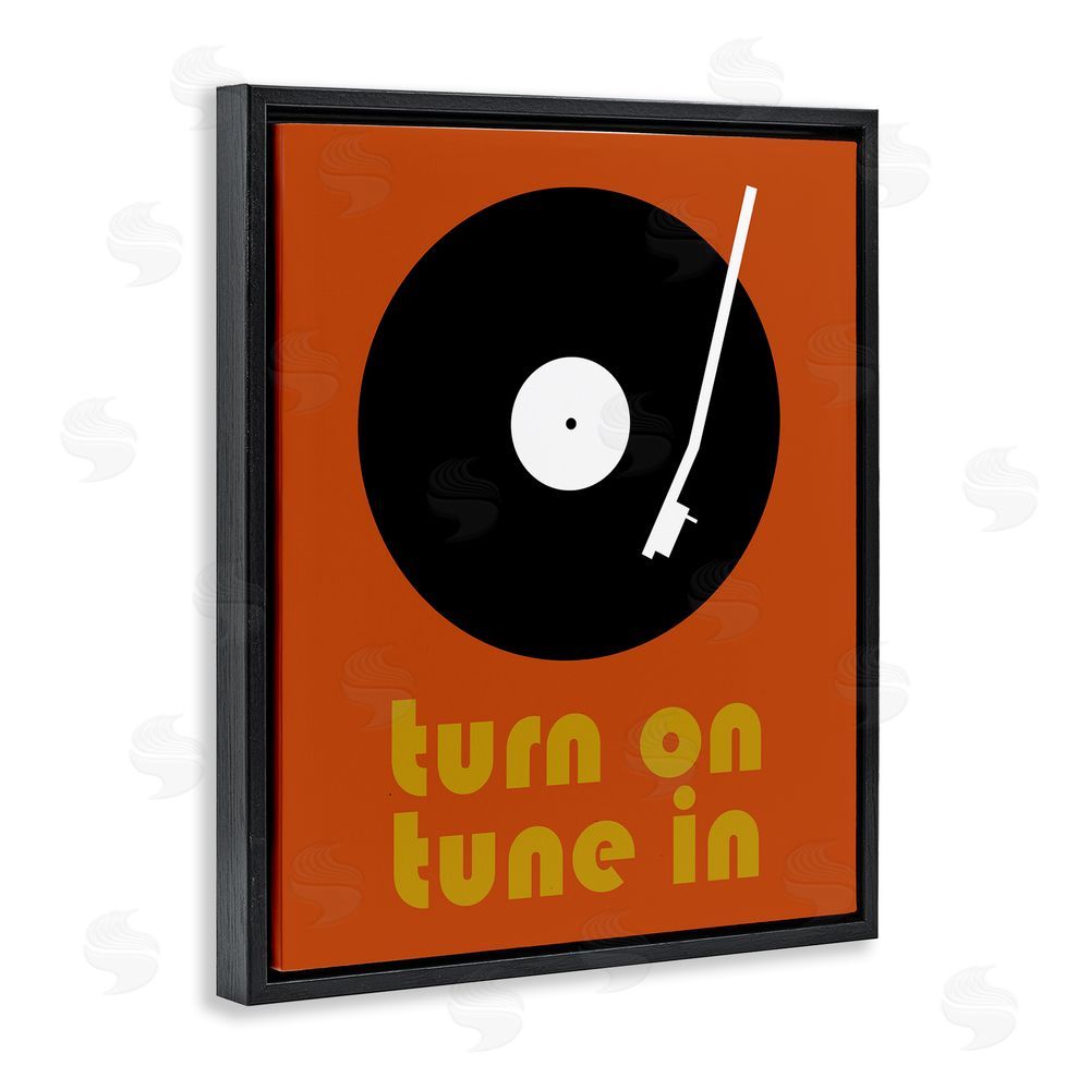 Tom Quartermaine Turn On Tune In Black Floating Frame Canvas Wall Art Print