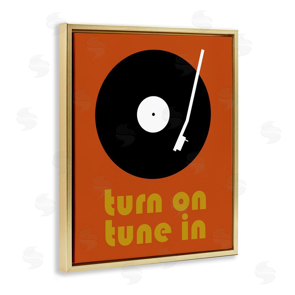 Tom Quartermaine Turn On Tune In Gold Floating Frame Canvas Wall Art Print