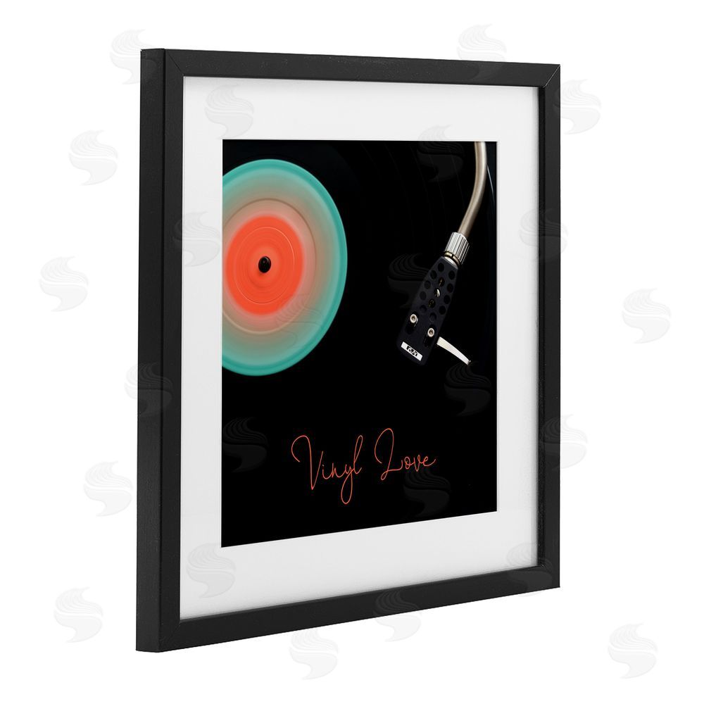Tom Quartermaine Spinning Record Vinyl Love Black Framed Print Under Glass Wall Art