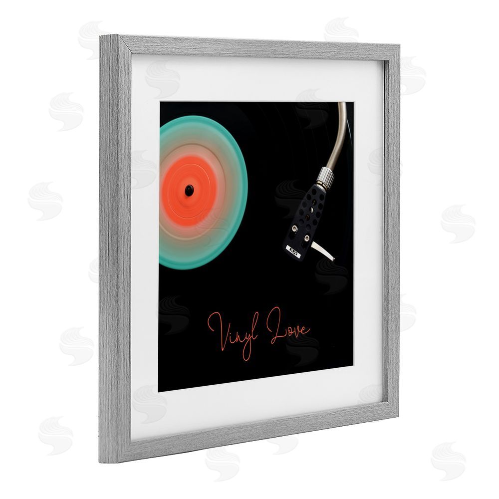 Tom Quartermaine Spinning Record Vinyl Love Gray Framed Print Under Glass Wall Art