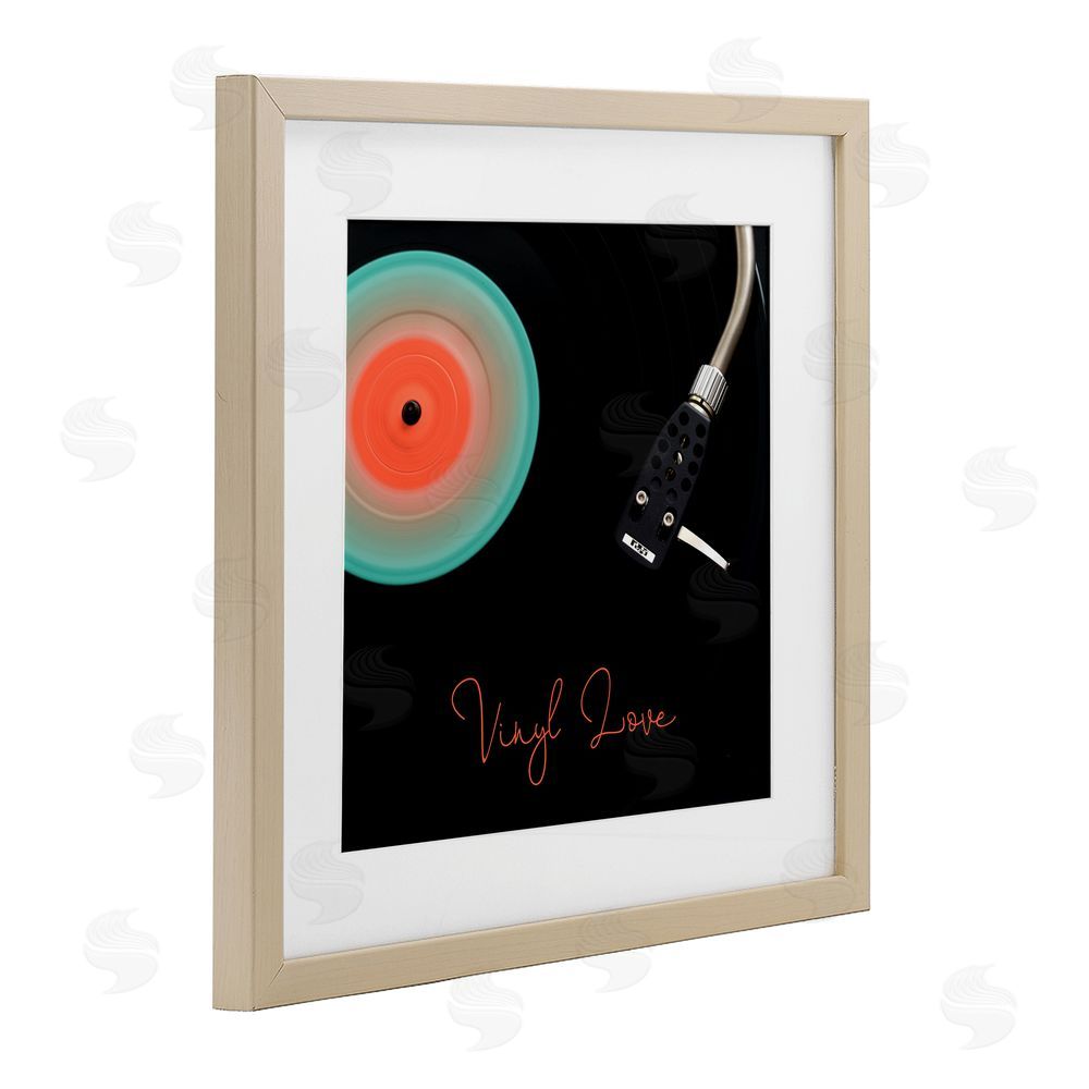 Tom Quartermaine Spinning Record Vinyl Love Brown Framed Print Under Glass Wall Art