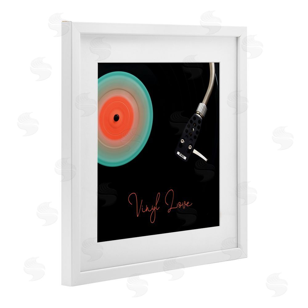 Tom Quartermaine Spinning Record Vinyl Love White Framed Print Under Glass Wall Art