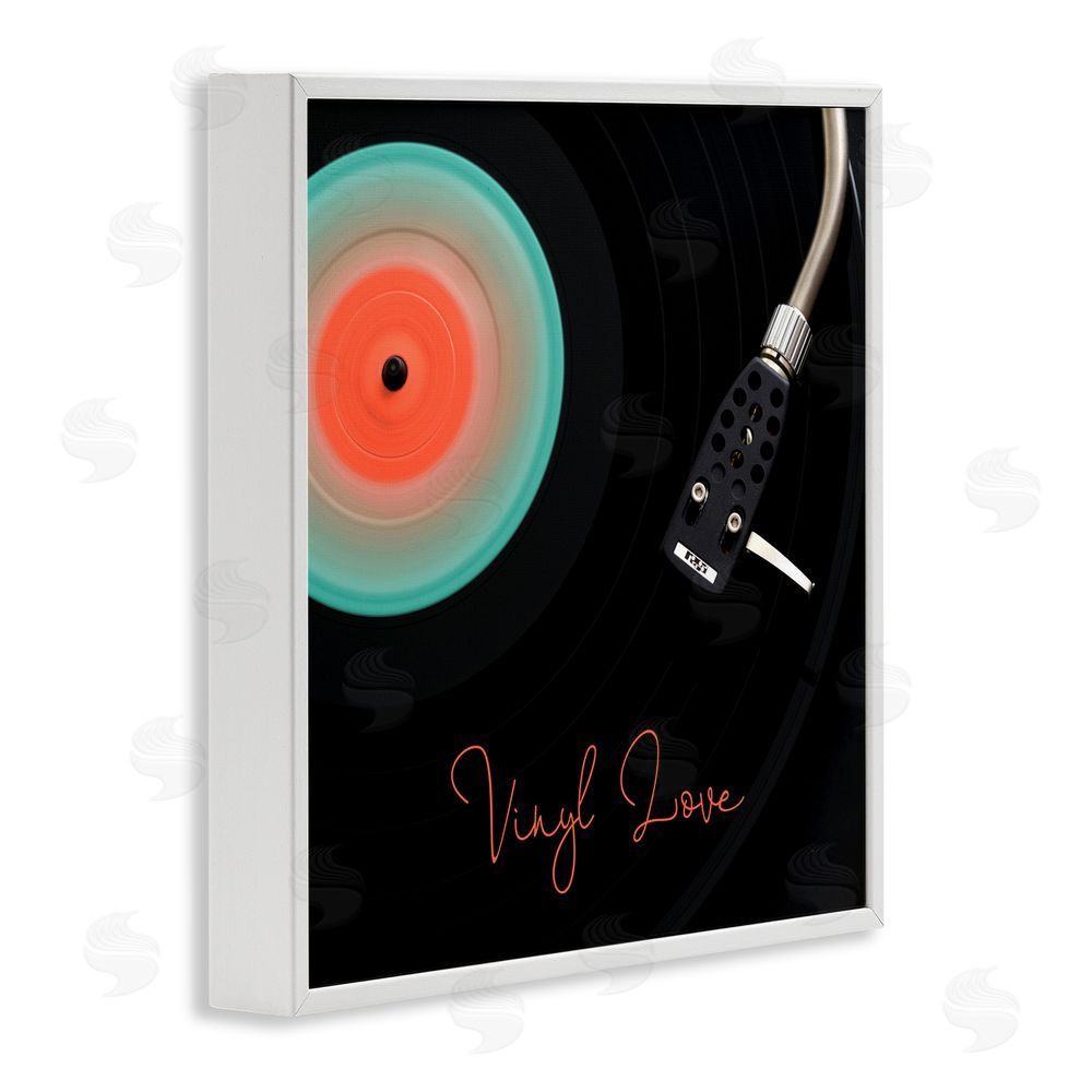 Tom Quartermaine Spinning Record Vinyl Love White Framed Giclee Wall Art Print