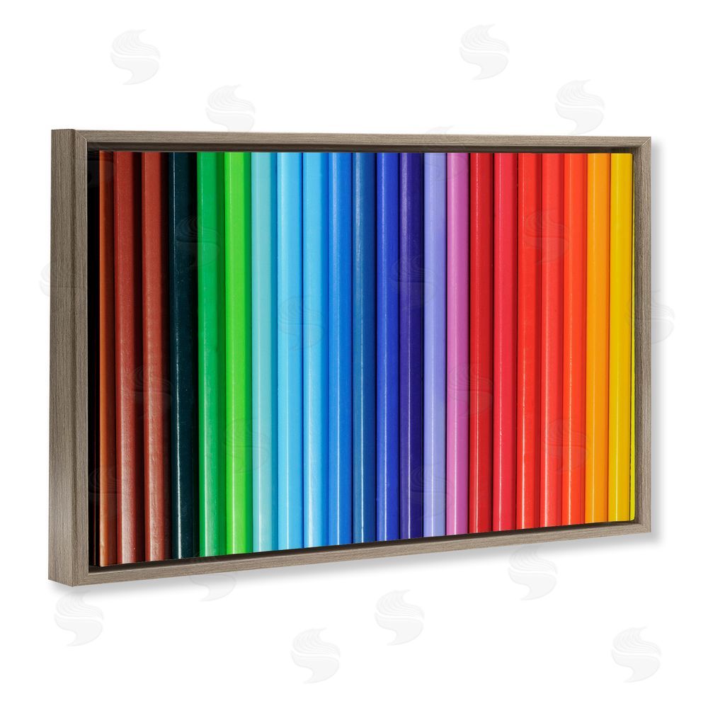 Tom Quartermaine Colored Pencil Lineup Brown Floating Frame Canvas Wall Art Print