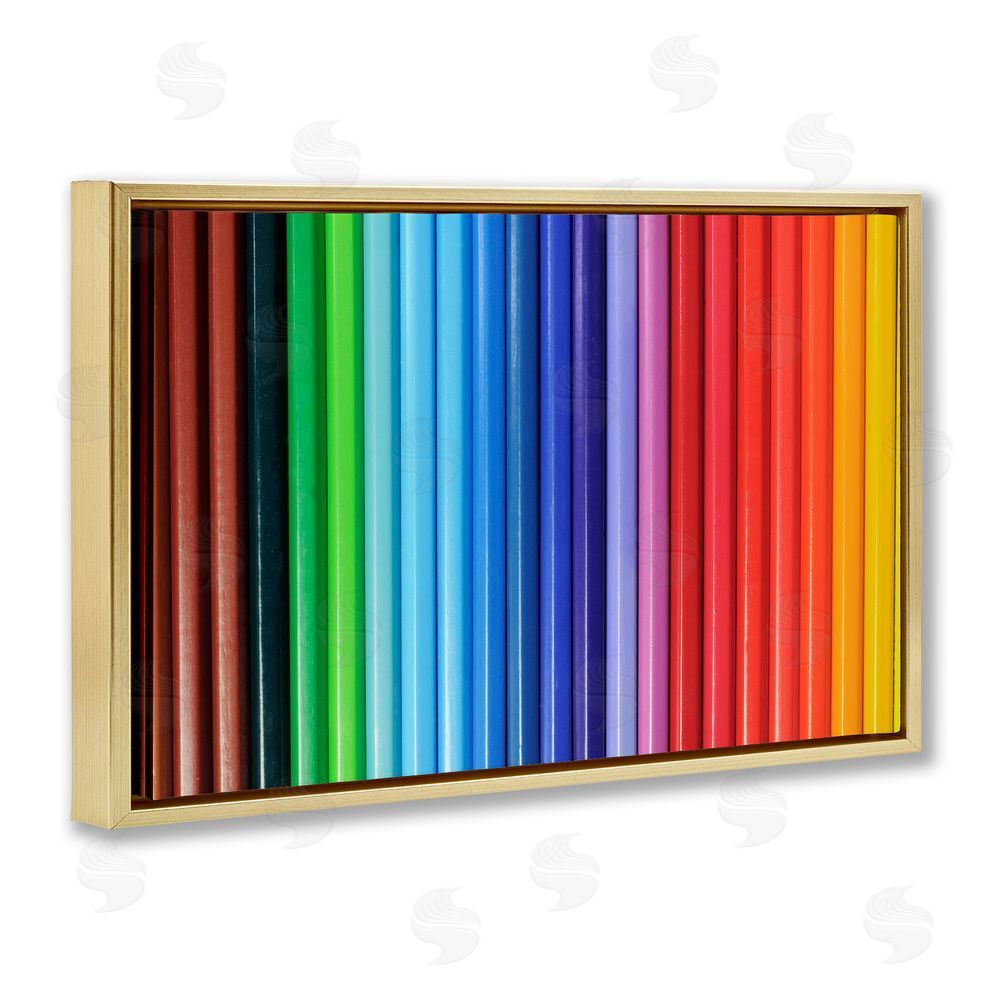 Tom Quartermaine Colored Pencil Lineup Gold Floating Frame Canvas Wall Art Print