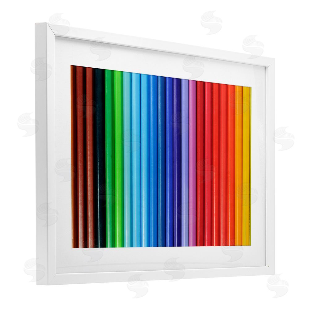 Tom Quartermaine Colored Pencil Lineup White Framed Print Under Glass Wall Art