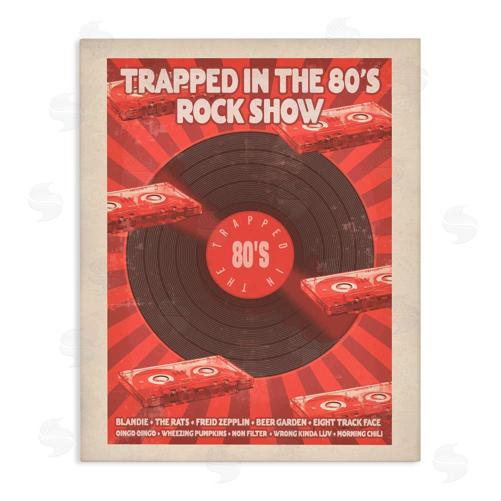 Old Red Truck Trapped in 80s Rock Show Stretched Canvas Wall Art Print