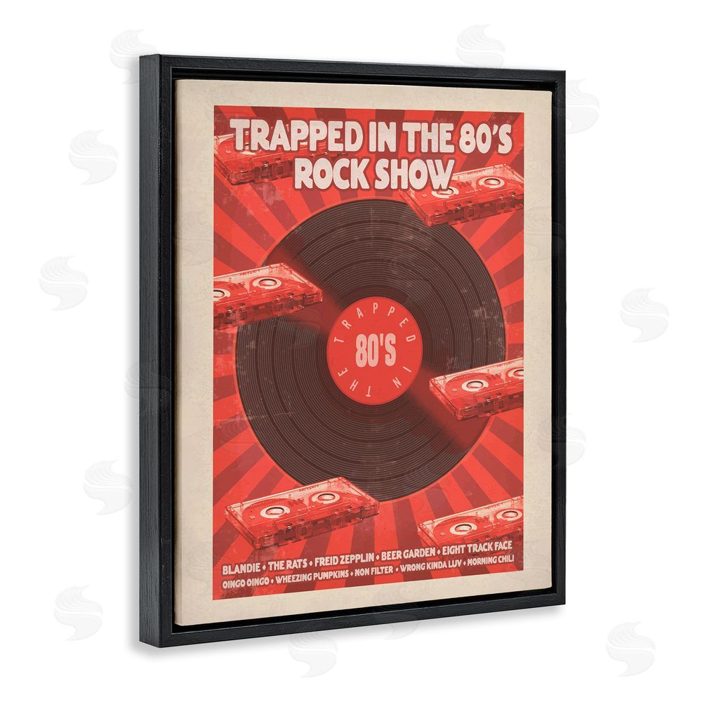 Old Red Truck Trapped in 80s Rock Show Black Floating Frame Canvas Wall Art Print