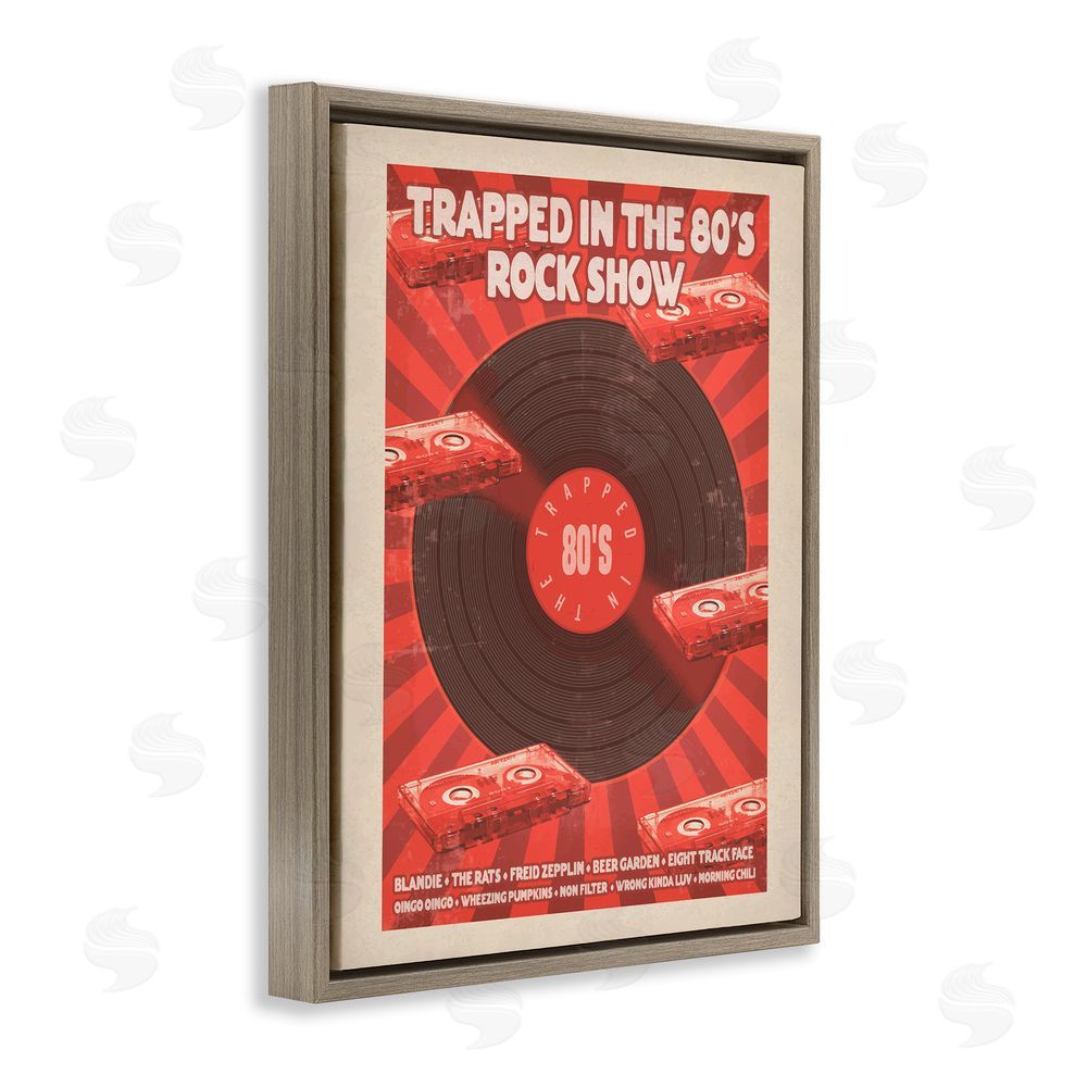 Old Red Truck Trapped in 80s Rock Show Brown Floating Frame Canvas Wall Art Print