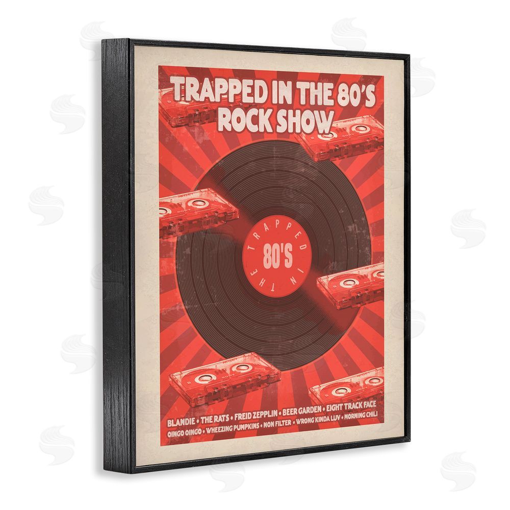 Old Red Truck Trapped in 80s Rock Show Black Framed Giclee Wall Art Print