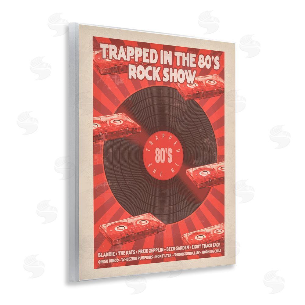Old Red Truck Trapped in 80s Rock Show Wooden Wall Plaque Art Print