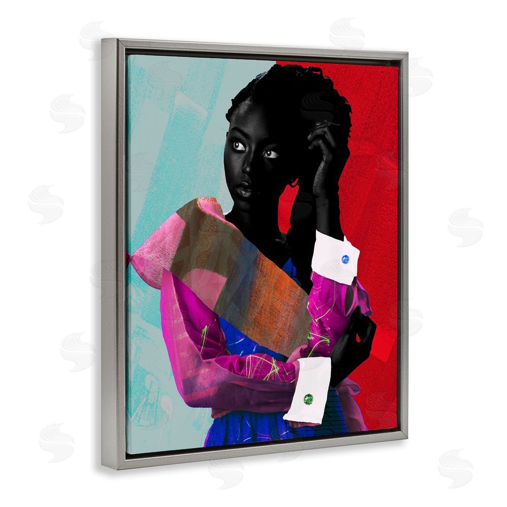 NUMA Art New York Fashion Style Gray Floating Frame Canvas Wall Art Print