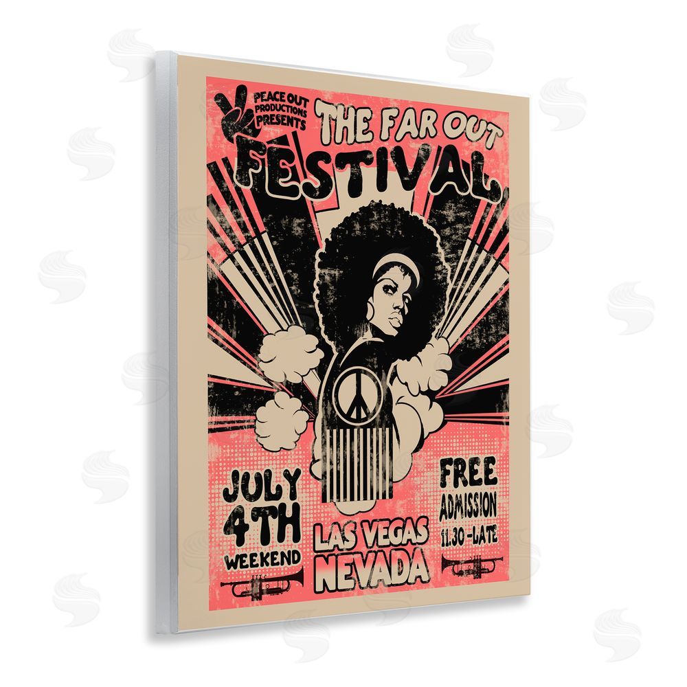 Ali Chris Retro Far Out Festival Poster Wooden Wall Plaque Art Print