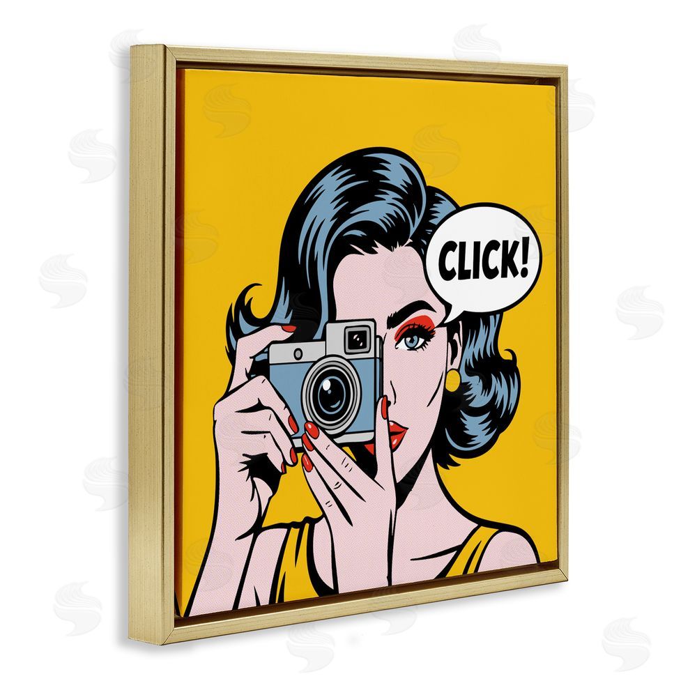 Andreas Magnusson Click Retro Photographer Gold Floating Frame Canvas Wall Art Print