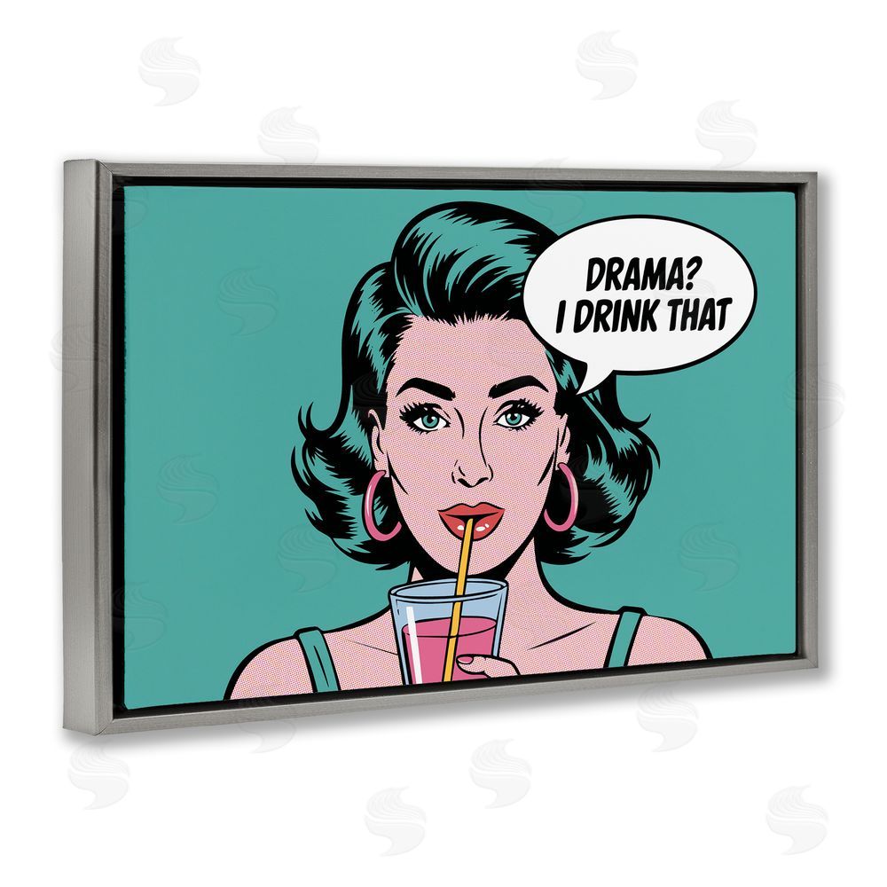 Andreas Magnusson Drama I Drink That Gray Floating Frame Canvas Wall Art