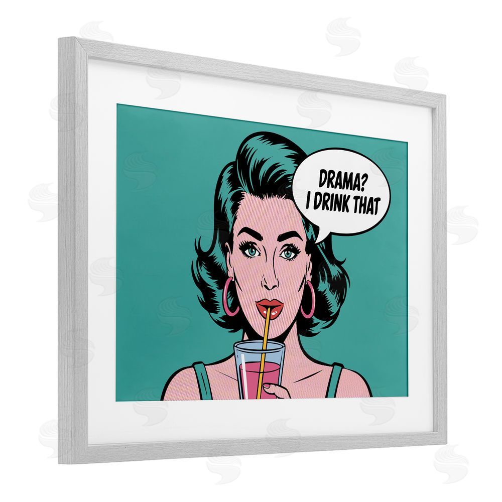 Andreas Magnusson Drama I Drink That Gray Framed Print Under Glass with Mat Wall Art