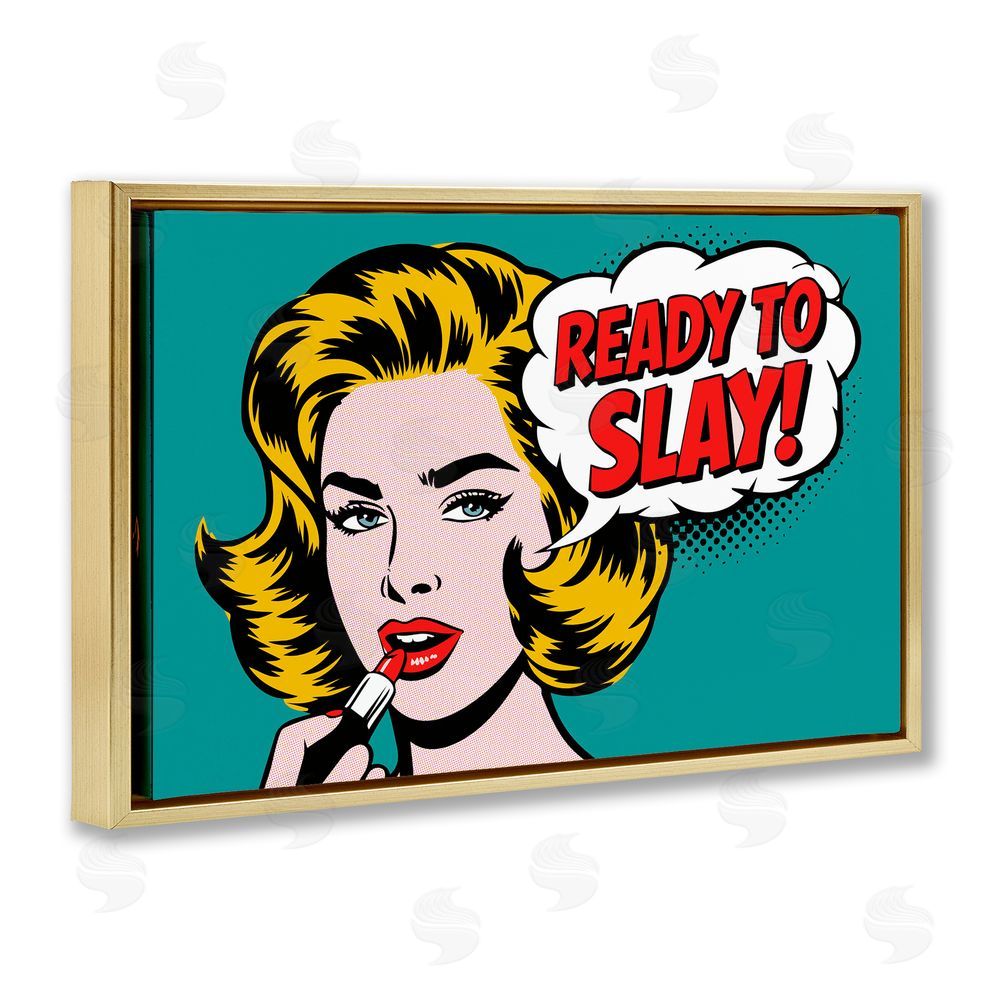 Andreas Magnusson Ready To Slay Pop Lipstick Gold Floating Frame Canvas Wall Art Print