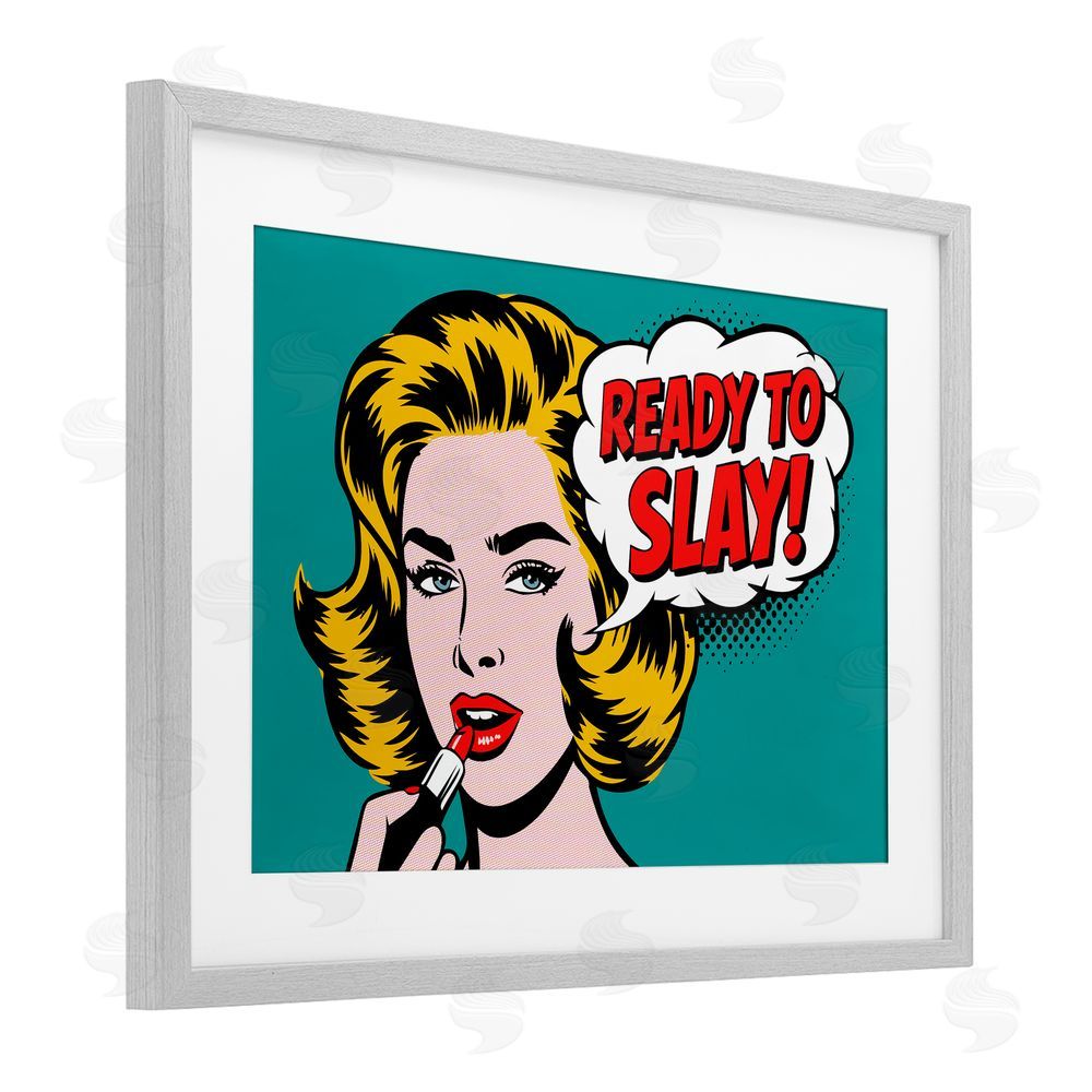 Andreas Magnusson Ready To Slay Pop Lipstick Gray Framed Print Under Glass Wall Art