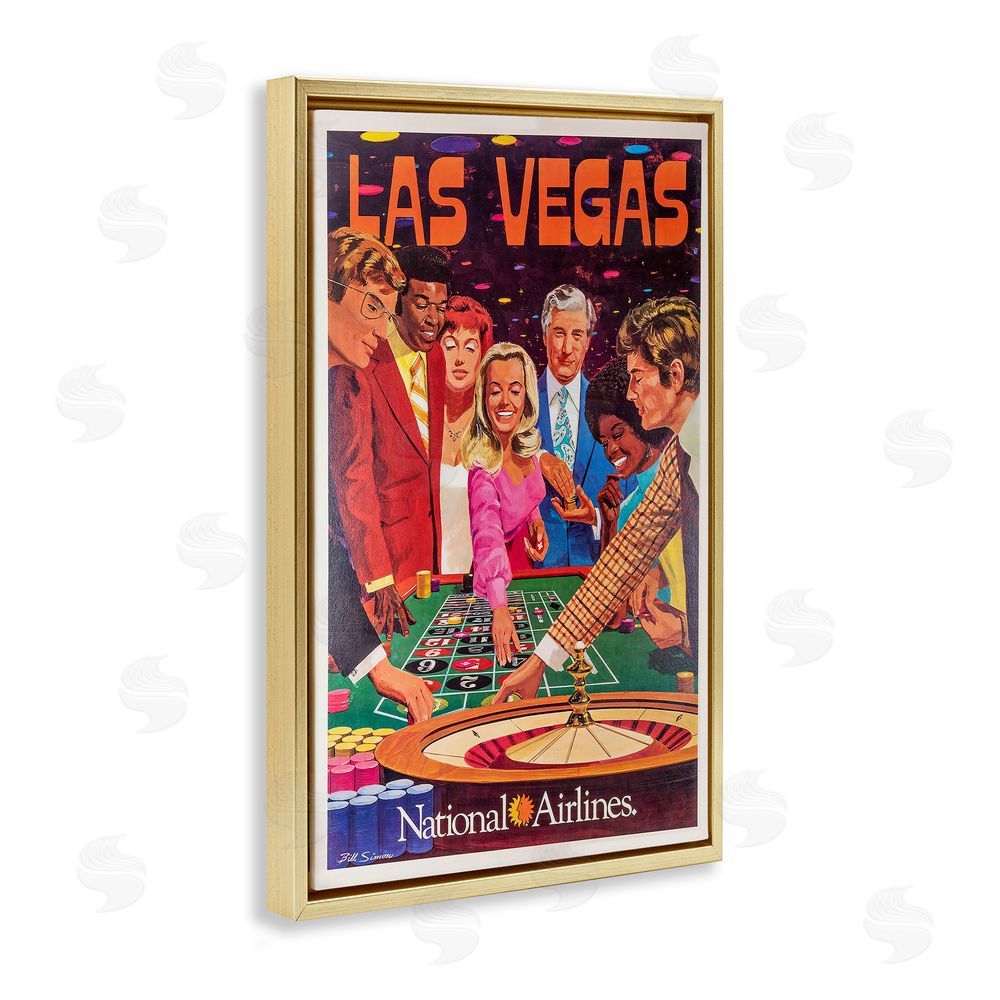 Vintage Posters Vintage Las Vegas Casino Gold Floating Frame Canvas Wall Art Print