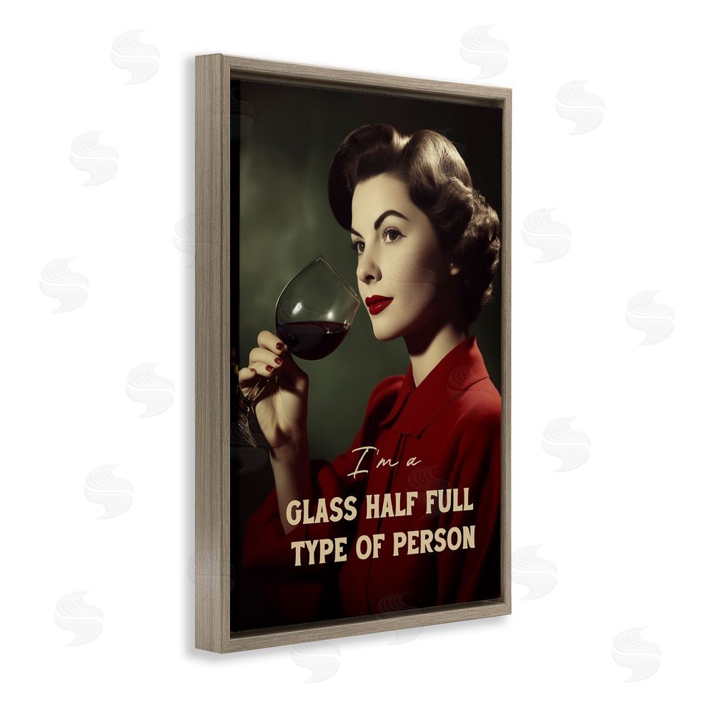 Andreas Magnusson Glass Half Full Person Brown Floating Frame Canvas Wall Art