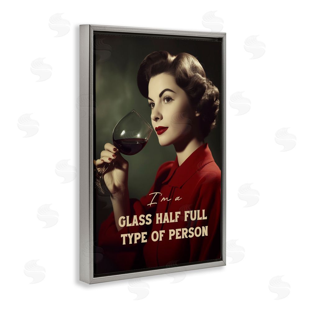 Andreas Magnusson Glass Half Full Person Gray Floating Frame Canvas Wall Art